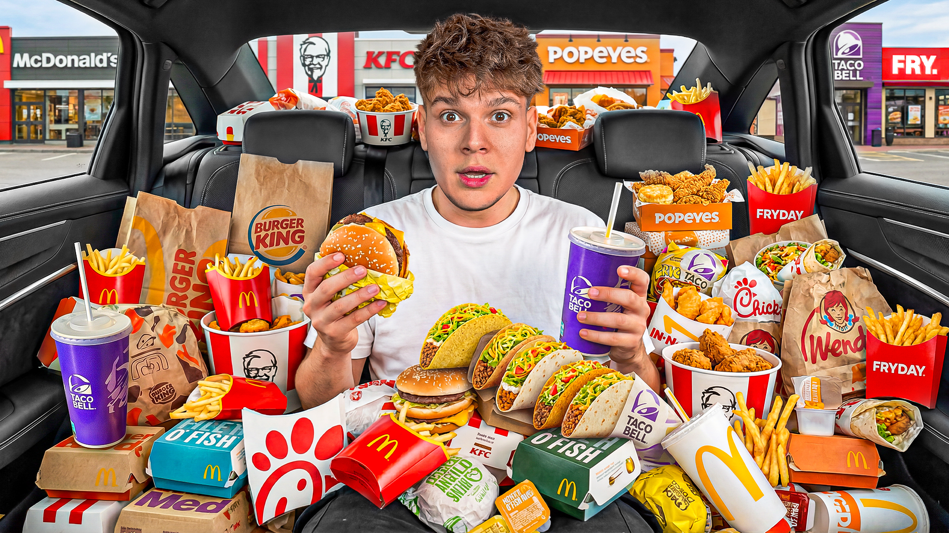 YouTube thumbnail design for fast food challenge video
